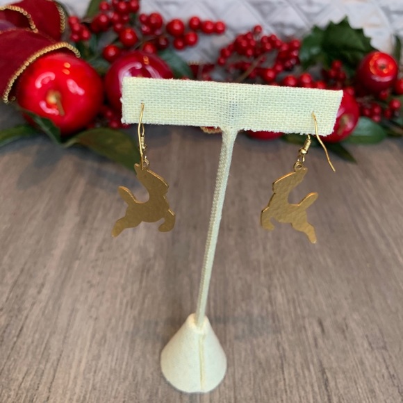 Vintage Enamel Reindeer Earrings - Picture 3 of 4